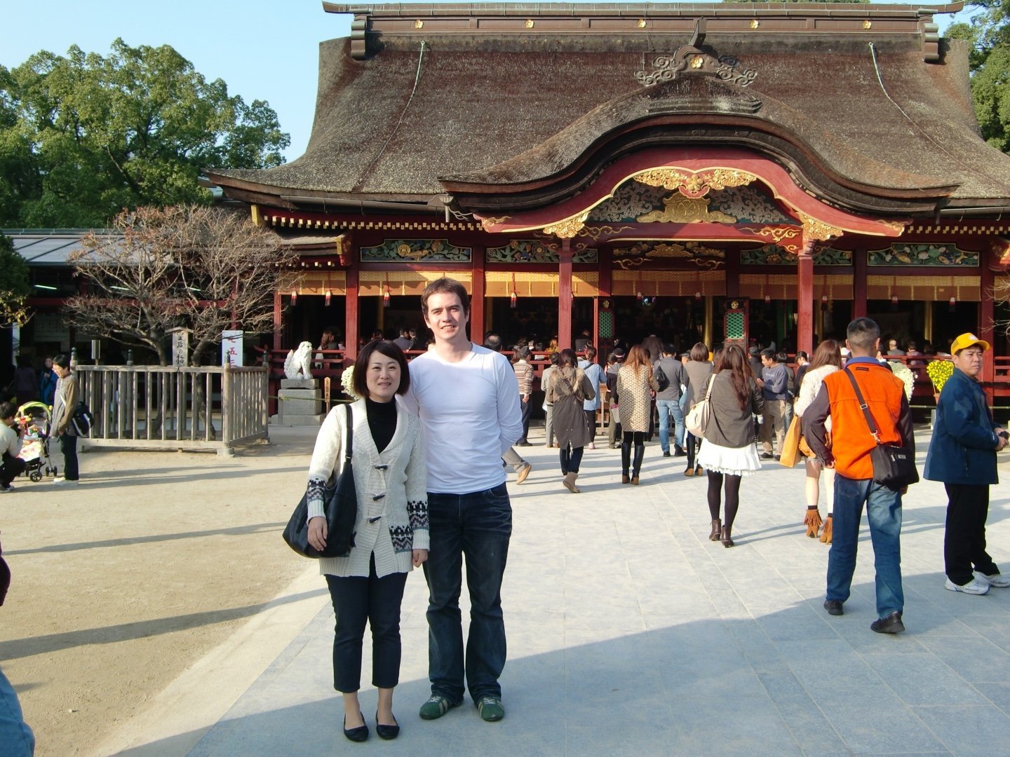 Visiting a shrine in Fukuoka